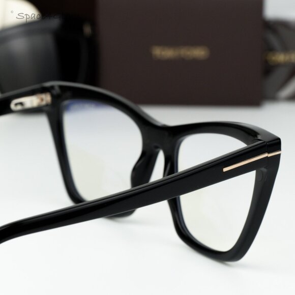 Tom Ford Woman Sunglasses Black Blue Block Clip-On Grey Cat Eye FT5971-B 014 NEW - Picture 9 of 14